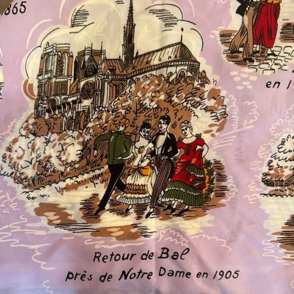 Vintage Cre’ation J. Franco Paris Scenic Souvenir Scarf Belle E’poque Print 31” - Picture 7 of 15